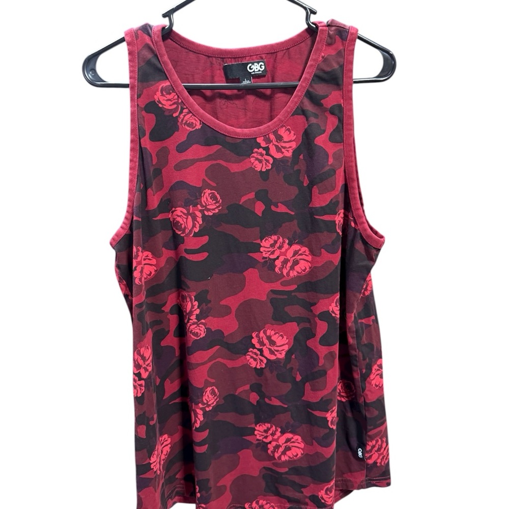 GBG Los Angeles Red and Black Camo Tank Top